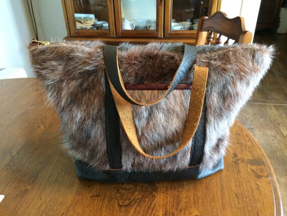 Long Hair Cowhide Overnight Bag Etsy