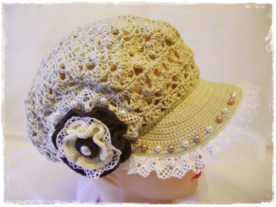 Beige Hat with Beaded Art BOHO Style Floppy Hat With Wide Brim With Frayed Edges  main image 2