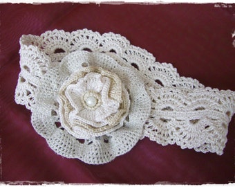 Beige vintage flower-headband for every age