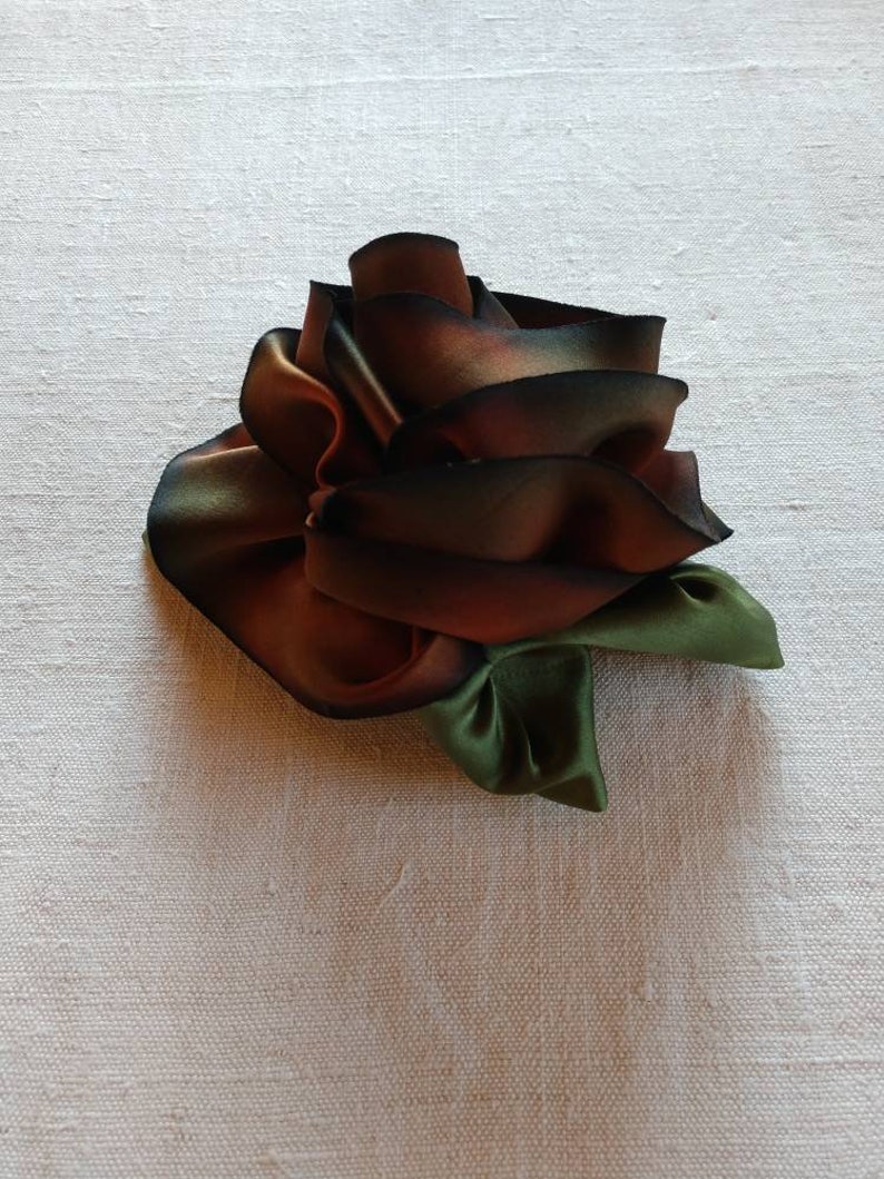 Handmade Ombre Silk Rose Pin image 1