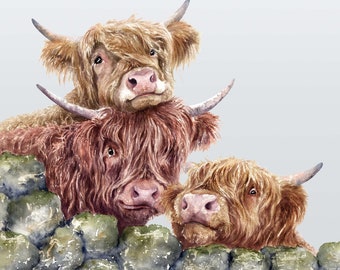 Family Kitchen Personalised Round Glass Highland Cow Chopping Board Richmond