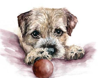 Border Terrier, Glückwunschkarte, recycelte Karte und Umschlag