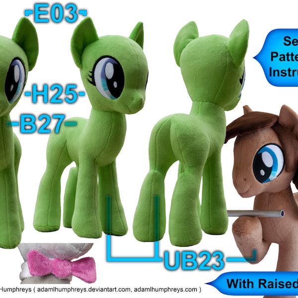 Pony Mare Stallion Plushie Sewing Pattern 27 Minky Stuffed Plush Animal Template