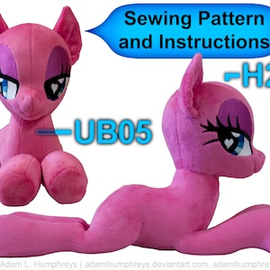 Pony Mare Laying Reclining Plushie Sewing Pattern 05 Minky Stuffed Plush Animal Template