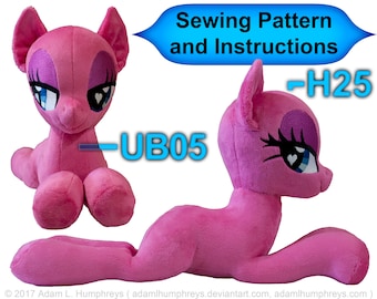 Pony Mare Laying Reclining Plushie Sewing Pattern 05 Minky Stuffed Plush Animal Template