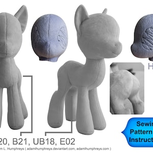 Pony Mare Plushie Sewing Pattern 21 Minky Stuffed Plush Animal Template