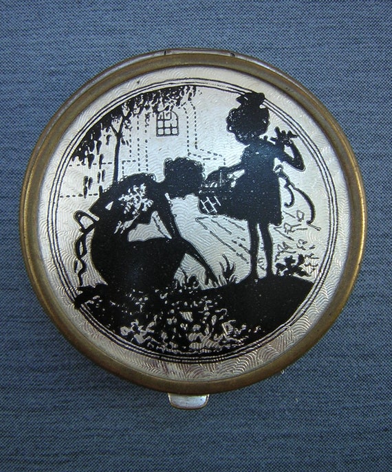 Antique Rough Compact Vintage Powder & Rouge Compact, Silver Mesh Bottom, S… - Gem