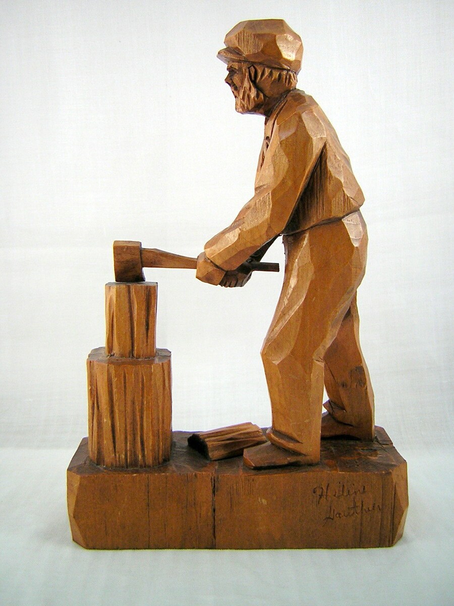 Vintage FOLK ART Quebec Pine Wood Carving Bearded Woodsman Etsy