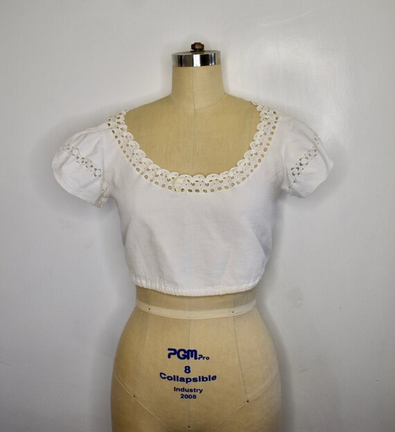 Vintage edwardian eyelet cotton top