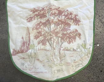 Vintage Toile de Jouy Fabric Panel, French Country Hunting Scene, Valance Material