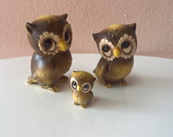 mid century vintage big eye owl figures