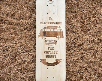 Laser engraved "Surf Van" skateboard deck, 7ply canadian maple, 7.75''