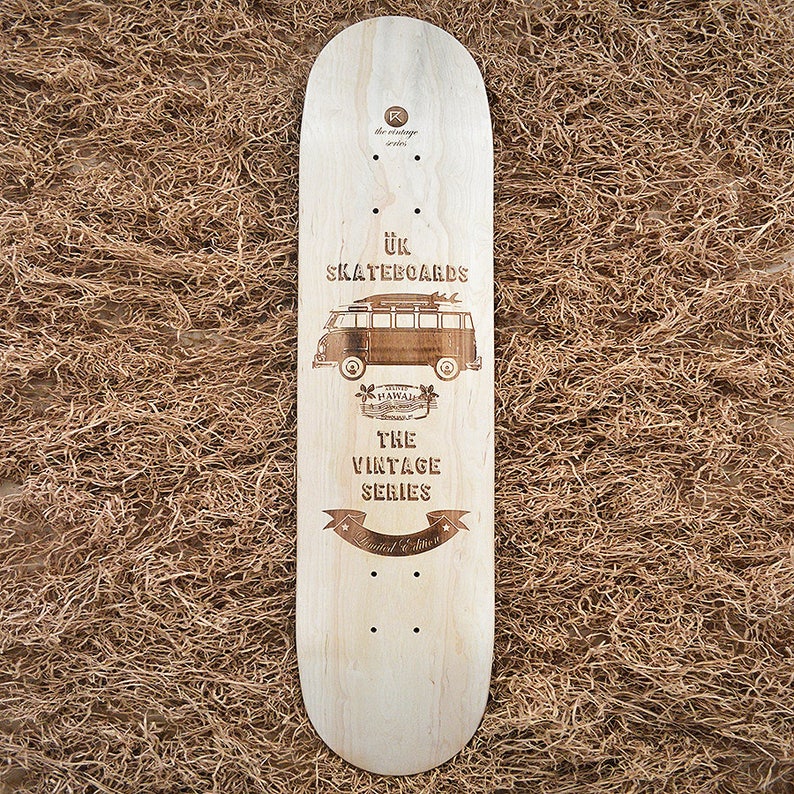 Laser Engraved surf Van Skateboard Deck 7ply Etsy Canada