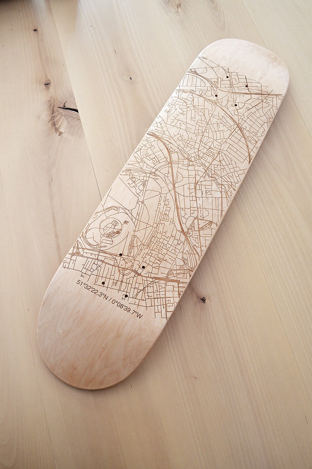 Laser Engraved camden Town Skateboard Deck, 7ply Canadian Maple, 7.75