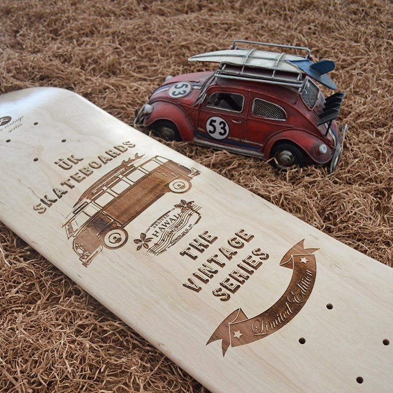 Laser Engraved surf Van Skateboard Deck 7ply Etsy