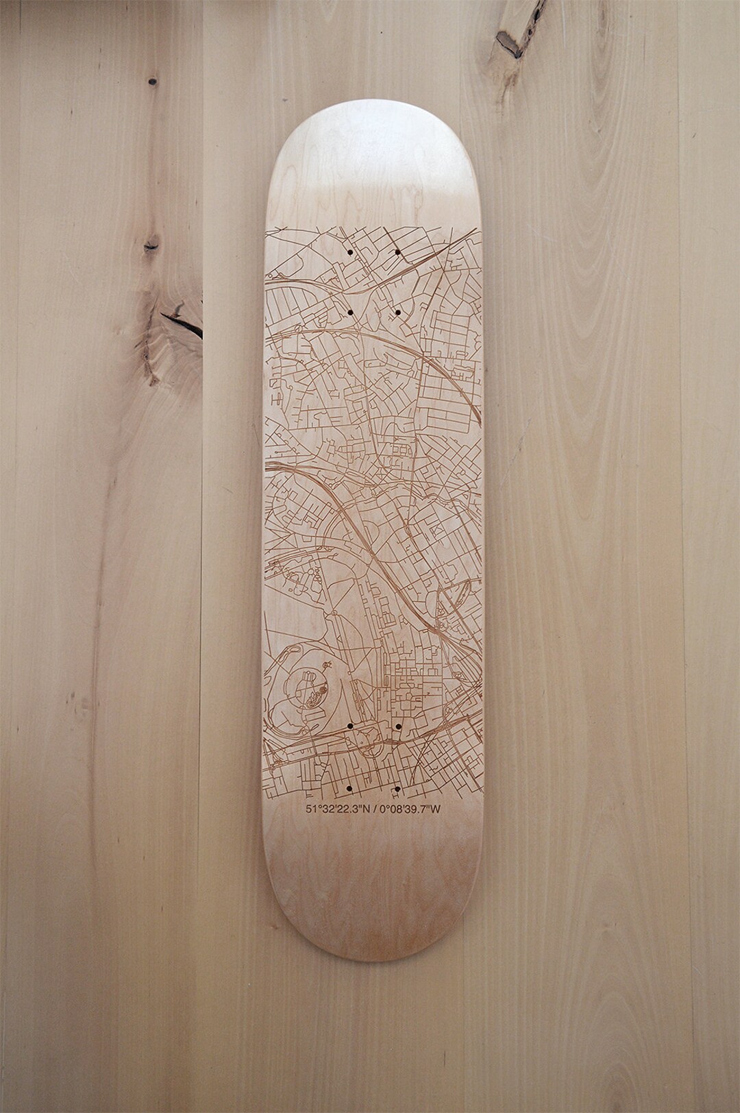 Laser Engraved camden Town Skateboard Deck, 7ply Canadian Maple, 7.75