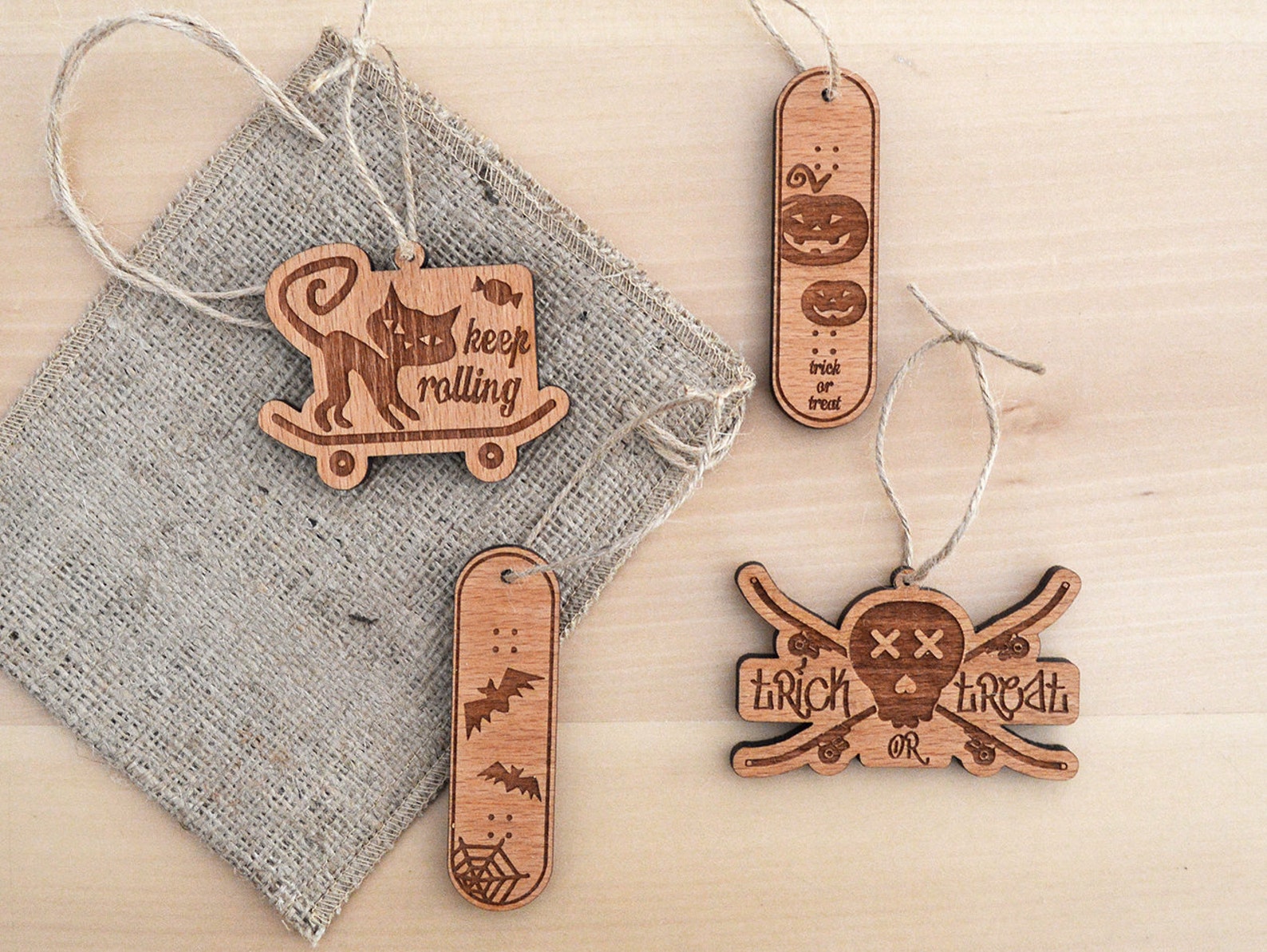 Laser Engraved Wooden Halloween Ornaments single Item Etsy Denmark