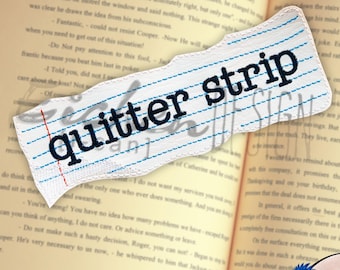 Bokmärke Broderat: Quitter Strip, Rolig Bokälskare Gåva
