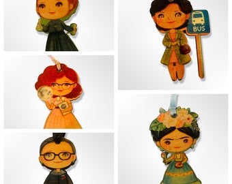 Ornament or Bookmark Customizable Set  - Strong Women, Feminist, Science, Politics, Civil Human Rights Activists, Women in History