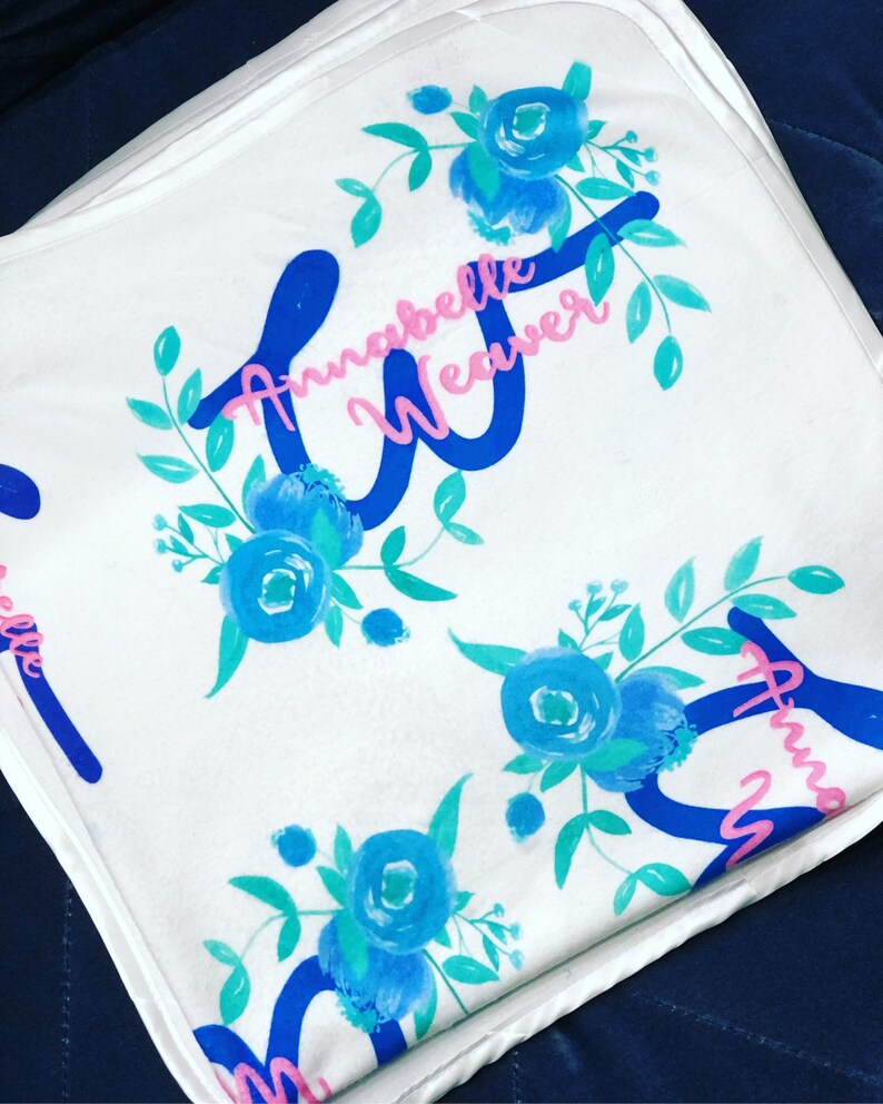 Custom Printed Flower Baby Blanket Etsy