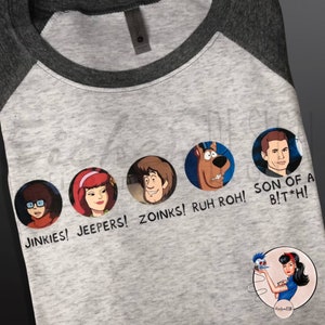 Raglan Tee Supernatural Inspired  Dean Sam Castiel Crossover Son Bitch Scoobynatural Cartoon Funny Convention  Baseball Jerk Angel Demon