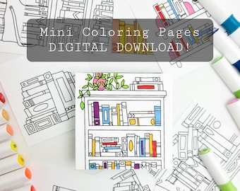 Book Themed Mini Coloring Pages DIGITAL DOWNLOAD