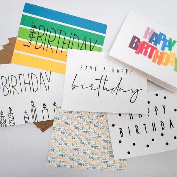 Colorful Birthday Card Variety Pack - Set of Generic Birthday Cards