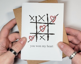 Playful Love Card - Tic Tac Toe You Won My Heart Greeting Card