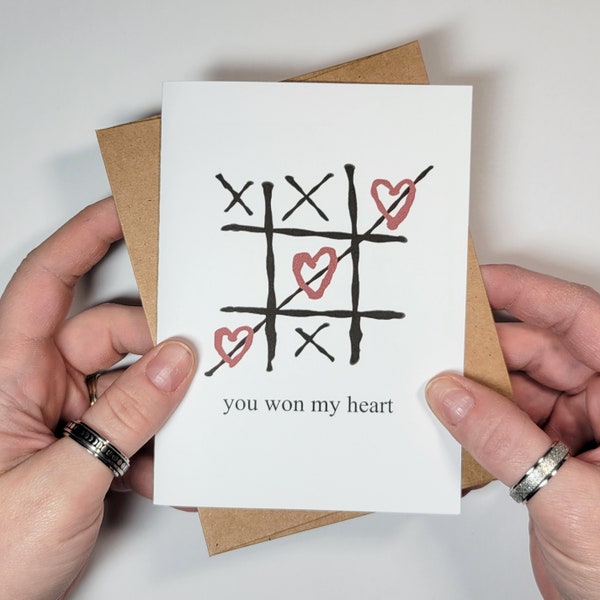 Playful Love Card - Tic Tac Toe You Won My Heart Greeting Card