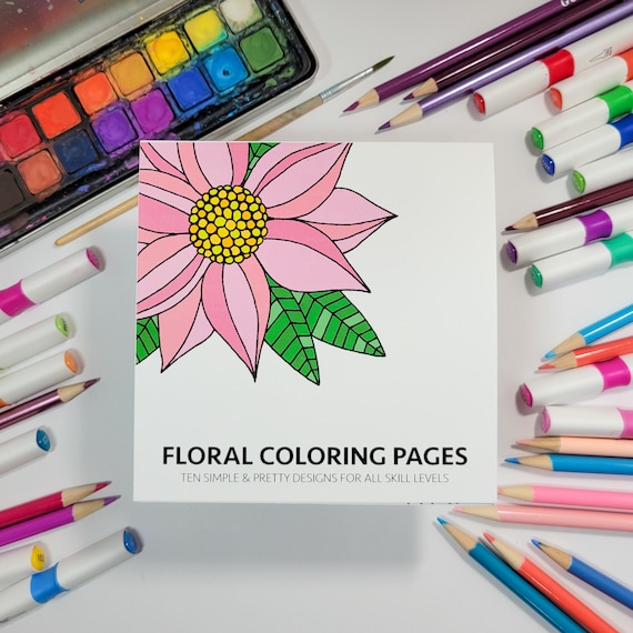 Floral Coloring Book: 5x5 Cardstock, Unique Flower Designs