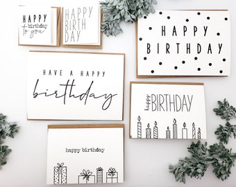 Minimalist Birthday Card Variety Pack: Simple Modern Designs