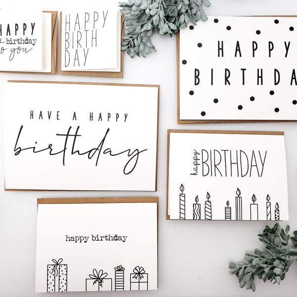 Simple Minimalist Birthday Cards Variety Pack - Pack of Simple Birthday Cards