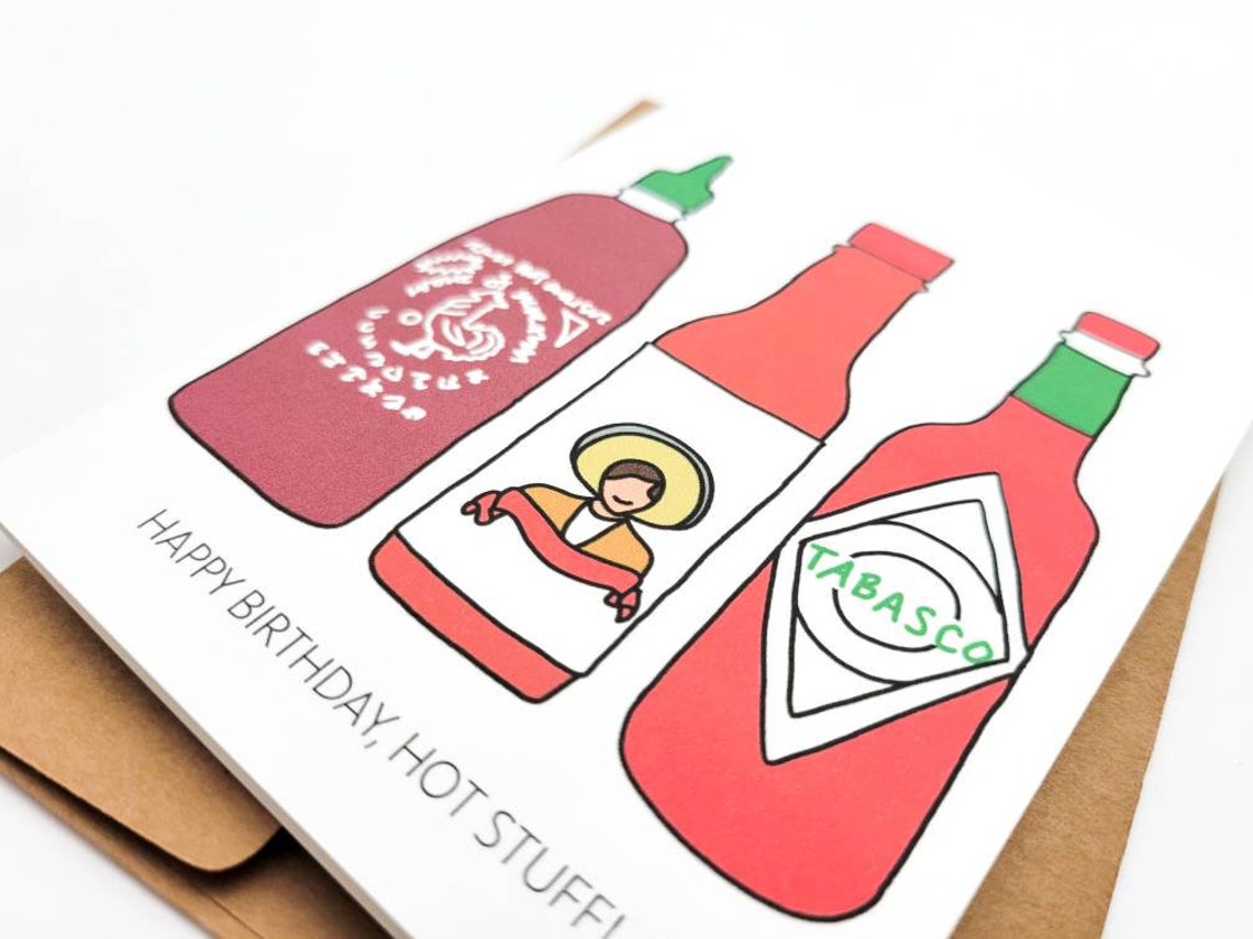 Hot Sauce Happy Birthday Card Funny Hot Sauce Card Funny Etsy