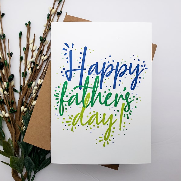 Simple Blue and Green Father's Day Card