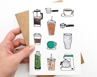 Coffee Themed Greeting Card for Any Occasion