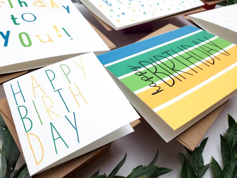 Colorful Birthday Card Variety Pack Simple Birthday Greeting Etsy