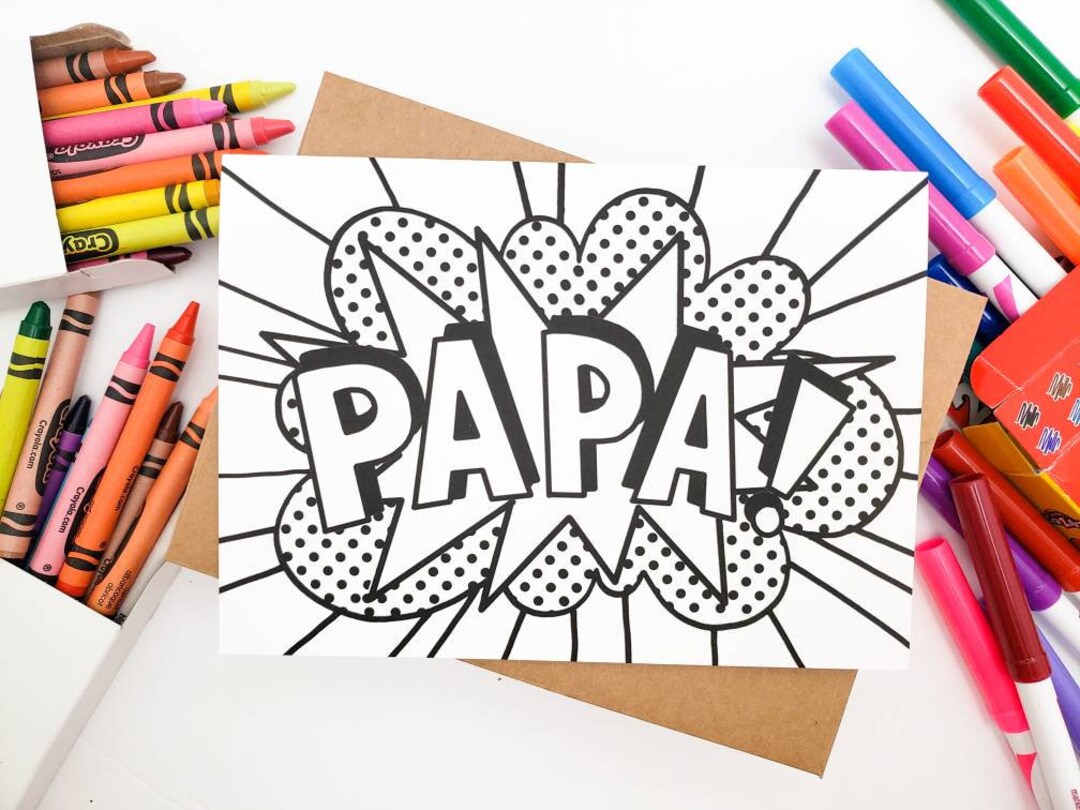 Papa Birthday Card From Grandkids: Kids Coloring Activity - Etsy