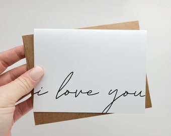 Simple I Love You Card - Minimalist I Love You Card for Spouse or Loved One