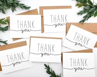 Set of Simple Thank You Greeting Cards - Pack of Minimalist Thank You Cards