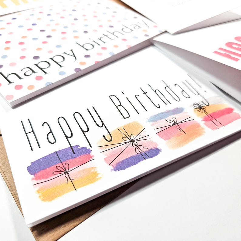 Colorful Birthday Card Variety Pack - Set of Generic Birthday Cards - Etsy