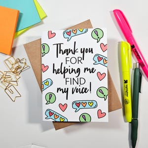 Speech Language Pathologist Thank You Card: Find My Voice