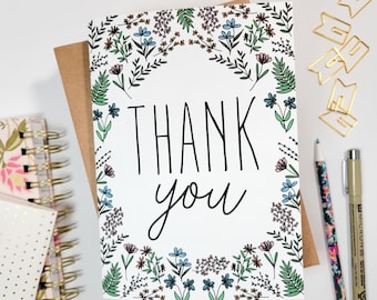 Pretty Spring Floral Thank You Card
