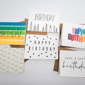 Colorful Birthday Card Variety Pack - Set of Generic Birthday Cards - Etsy