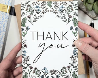 Pretty Floral Thank You Greeting Card