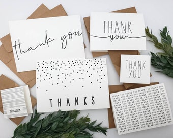 Set of Simple Thank You Greeting Cards - Pack of Thank You Cards in Various Sizes