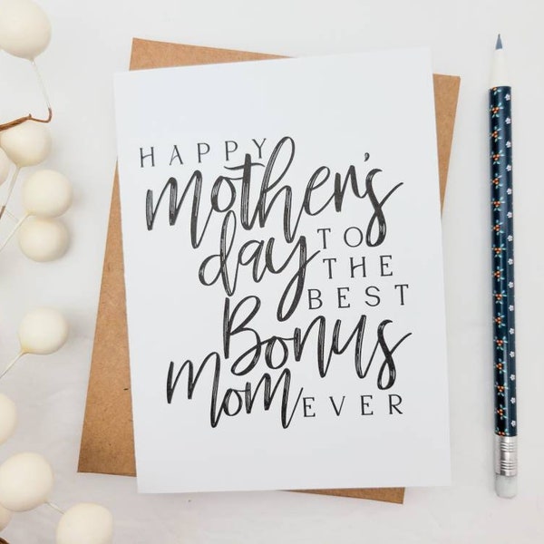 Minimalist Bonus Mom Mother's Day Card - Simple Mother's Day Card for Step Mom