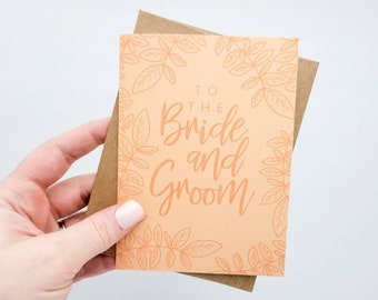 Simple Orange Wedding Card for New Bride and Groom