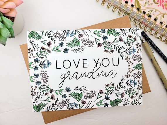 Pretty Floral Greeting Card for Grandma - Love You Grandma Greeting Card