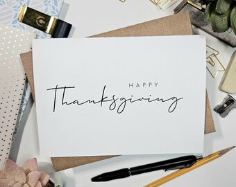 Minimalist Happy Thanksgiving Card with Kraft Envelope