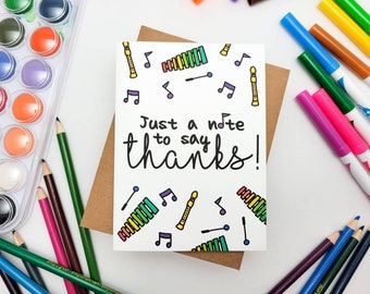 Music Teacher Appreciation Card: Colorful Thank You Note